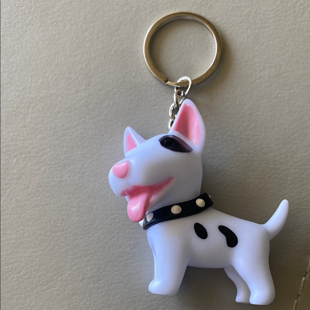Bull Terrier Keychain with Black Collar